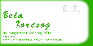 bela korcsog business card