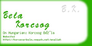 bela korcsog business card